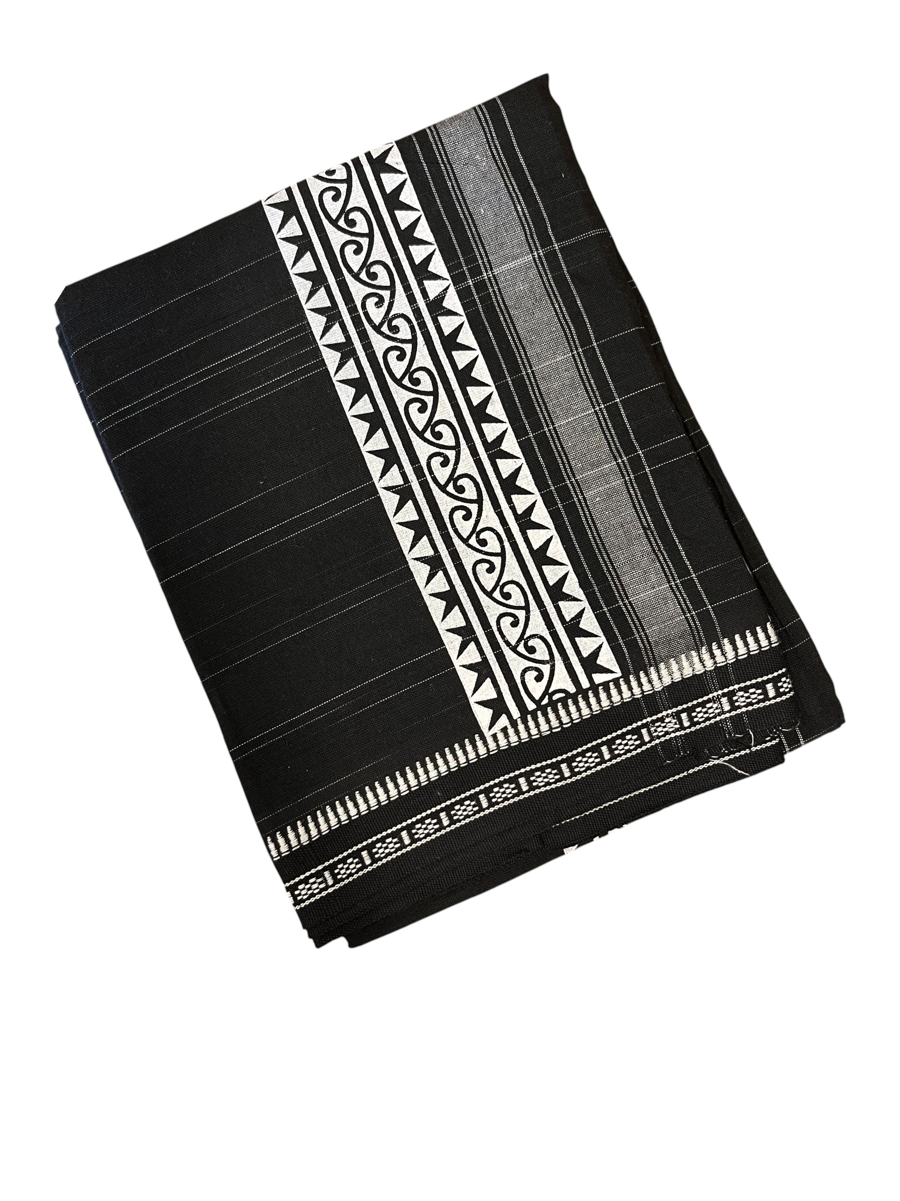 Southloom Black Printed Single Mundu Lungi Style 3