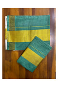Southloom Tie and Dye Half Half Multi Colour Green Design Set Mundu (2.80 Mtrs) SL264