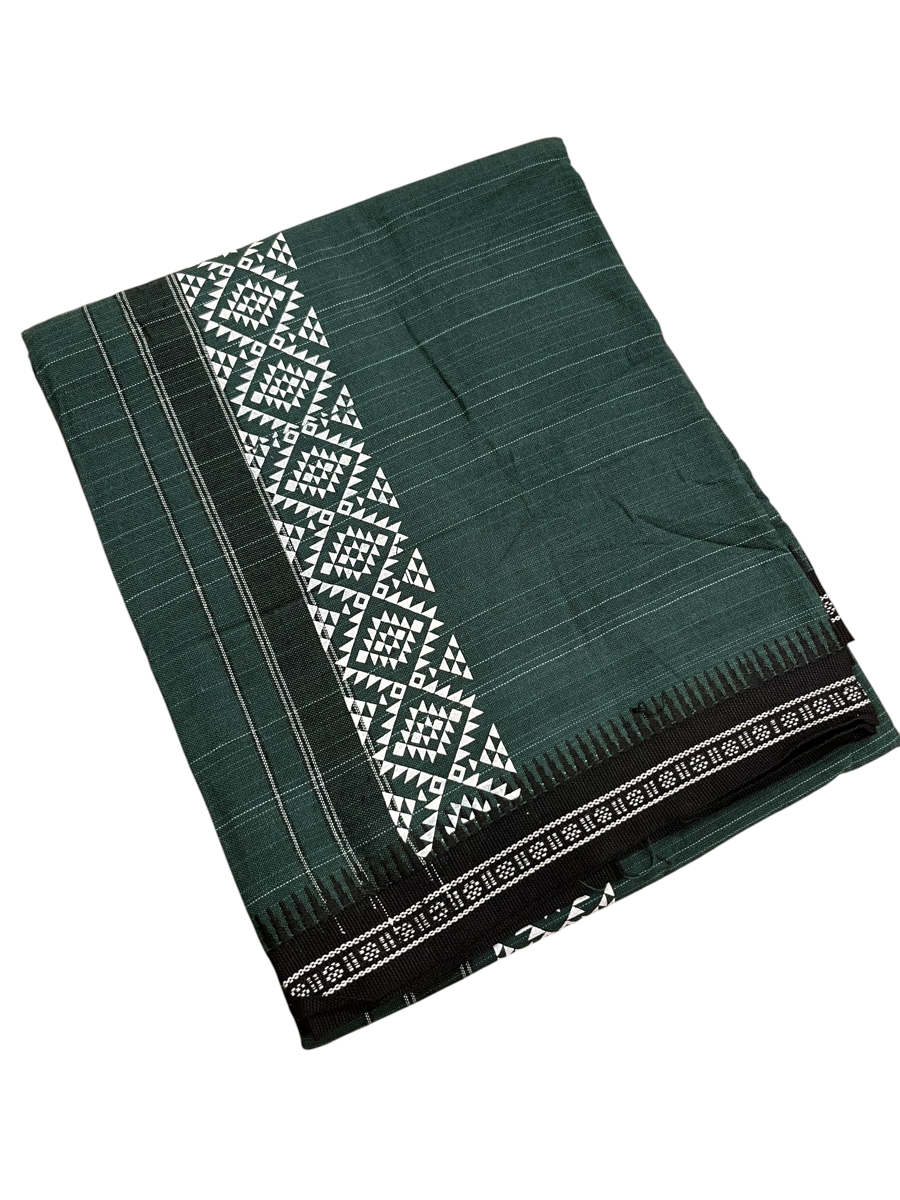 Southloom Green Printed Single Mundu Lungi Style 5