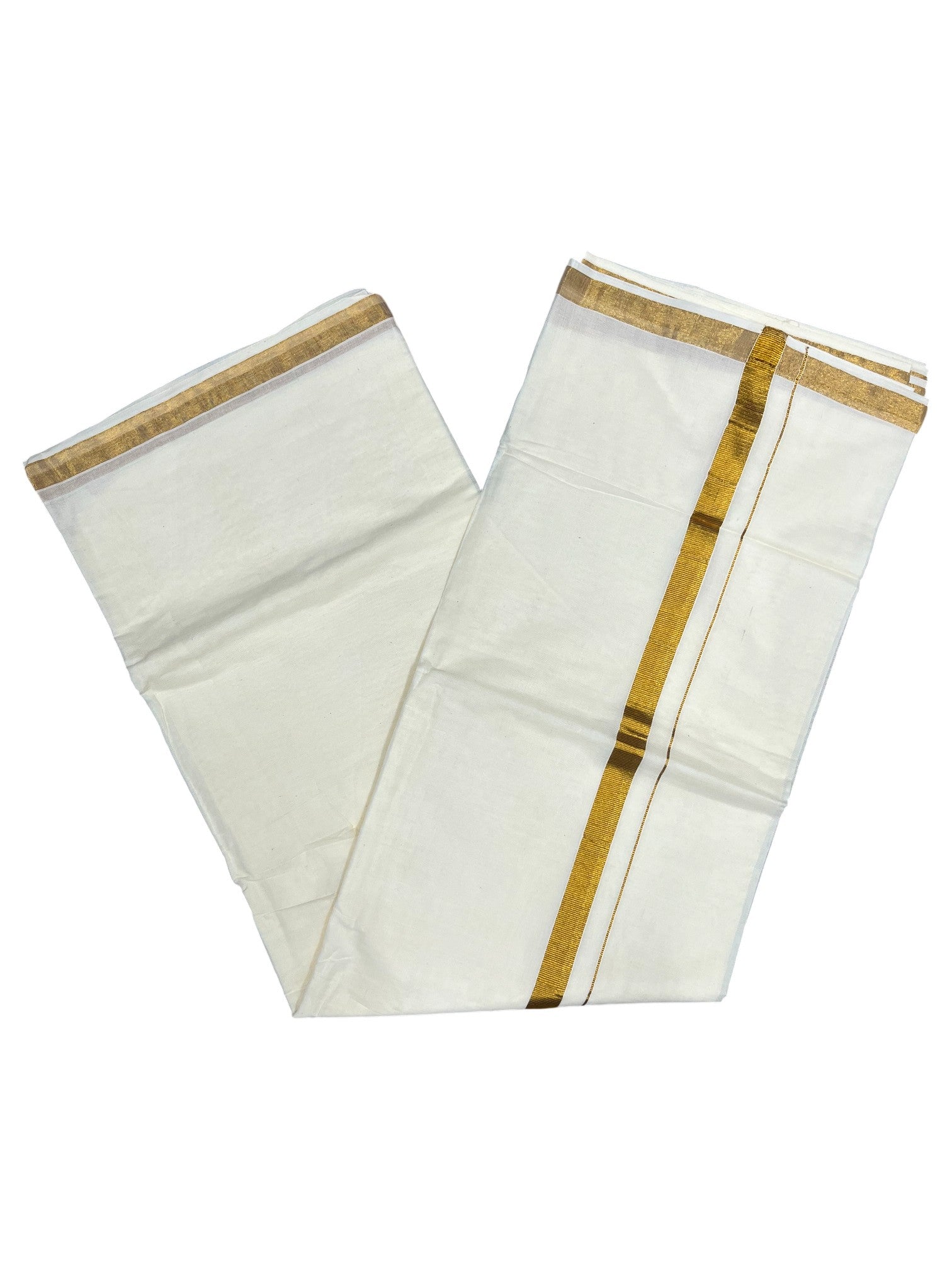 Southloom Pure Cotton Kerala Saree with 1 inch Gold Kasavu Border Style 1