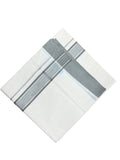 Southloom Kerala Pure Cotton Double Mundu with Silver Lines and Grey Border