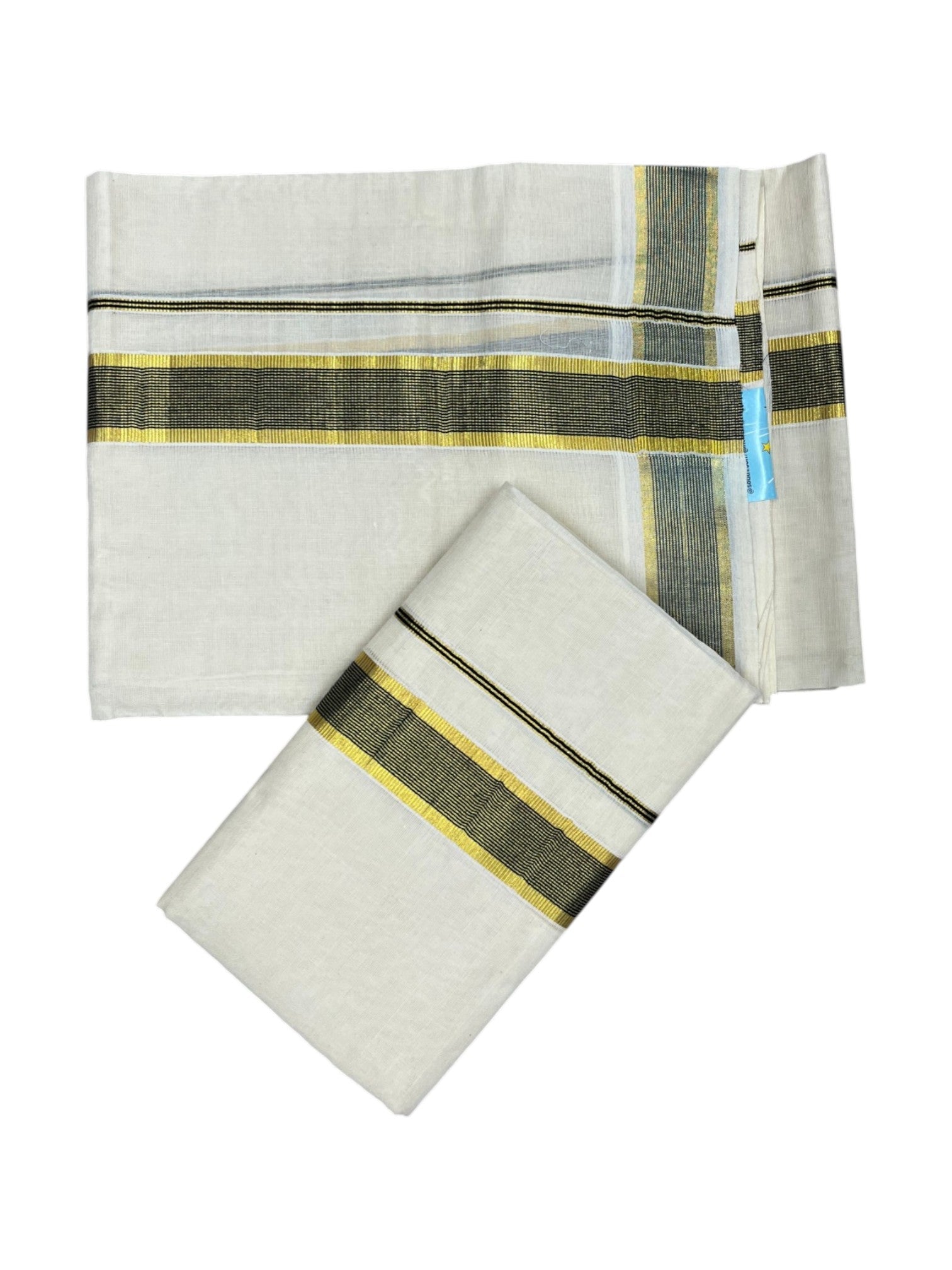 Southloom Pure Cotton Kerala Kasavu Set Mundu Kasavu And Dark Blue Border (2.80 Mtrs)