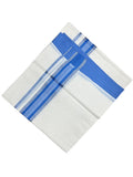 Southloom Kerala Pure Cotton Double Mundu with Silver Lines and Blue Border