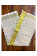 Kerala Tissue Kasavu Saree with Brown Block Printed Designs Style 2