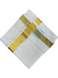 Southloom Kerala Pure Cotton Double Mundu with Gold Kasavu Border Style 7