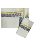 Southloom Pure Cotton Kerala Single Floral Print Set Mundu Magenta and Green Border (2.80 mtrs)