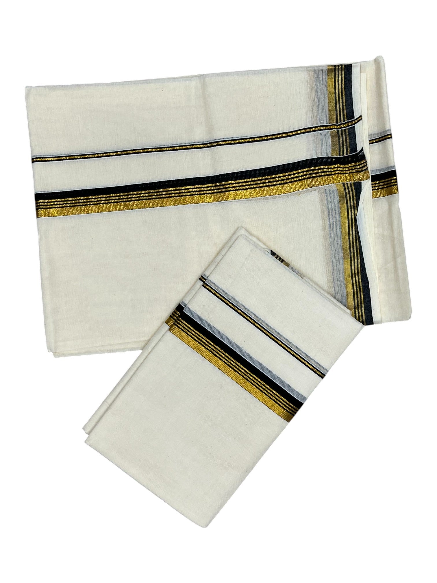 Southloom Pure Cotton Kerala Single Set Mundu with Pink Kasavu Border (2.80 Mtrs) Style 3