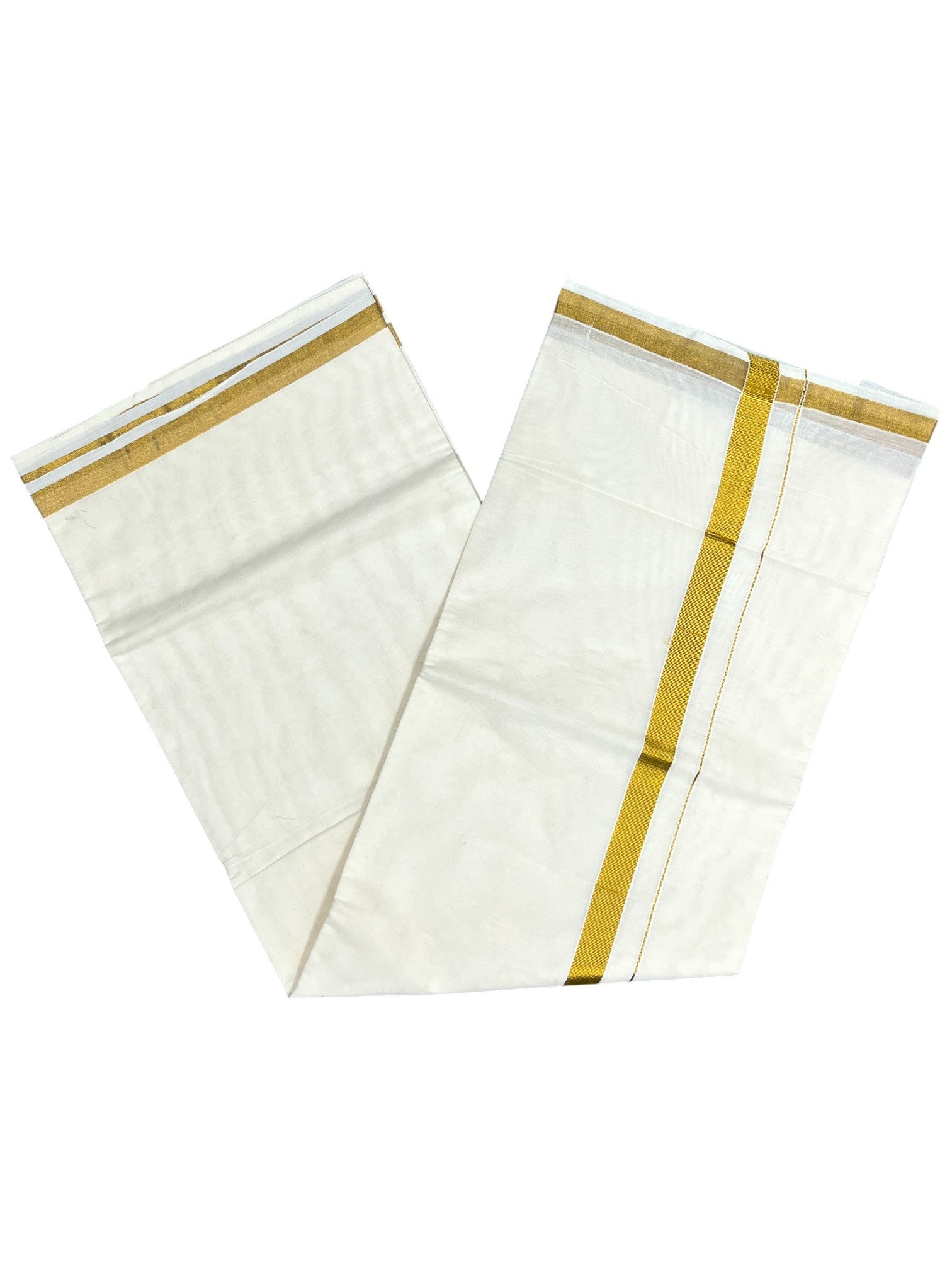 Southloom Pure Cotton Kerala Saree with 1 inch Gold Kasavu Border Style 2