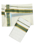 Southloom Pure Cotton Kerala Kasavu Set Mundu Kasavu And Green Border (2.80 Mtrs)
