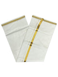 Southloom Pure Cotton Kerala Saree with 1 inch Gold Kasavu Border Style 3