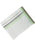 Southloom Kerala Pure Cotton Double Mundu Silver Lines Green Grey Border