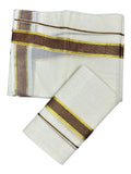 Southloom Pure Cotton Kerala Kasavu Set Mundu Kasavu And Purple Border (2.80 Mtrs)