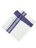 Southloom Kerala Pure Cotton Double Mundu with Silver Lines and Violet Border