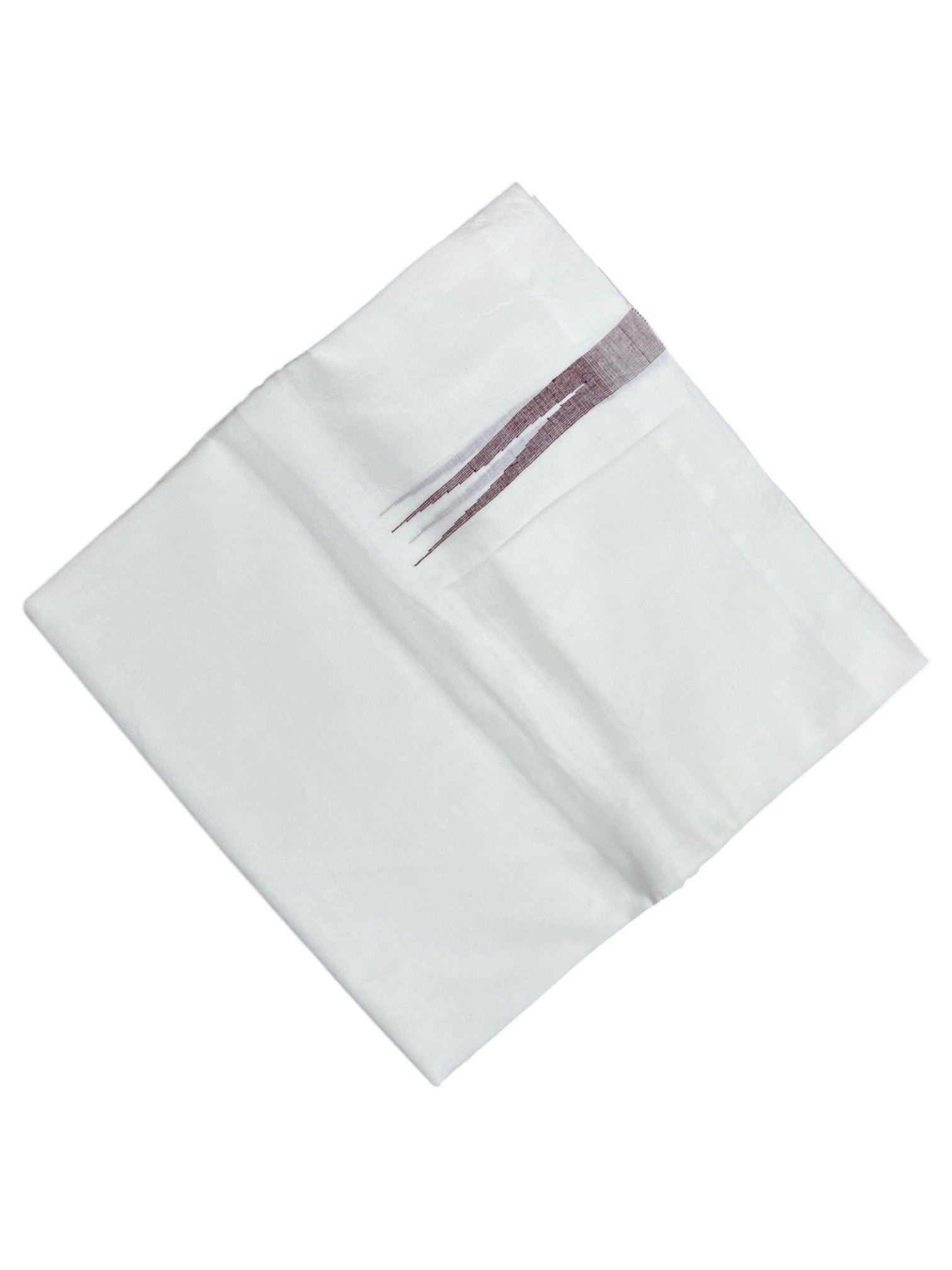 Southloom Premium Handloom Cotton Double Mundu with White and Maroon Chuttikara
