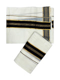 Kerala Cotton Kasavu Single Set Mundu with Black Kasavu Border (2.80 Mtrs)