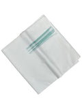 Southloom Premium Handloom Cotton Double Mundu with White and Turquoise Chuttikara