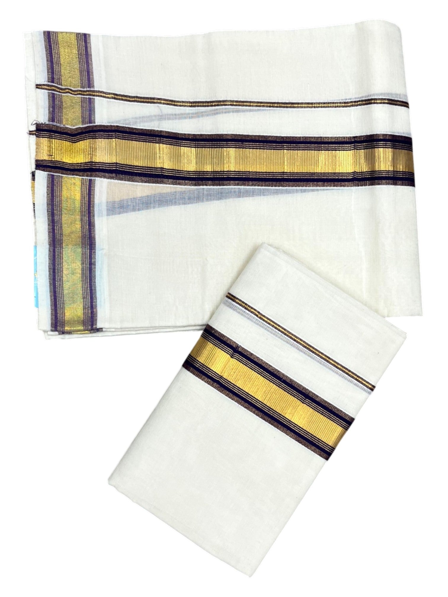 Southloom Pure Cotton Kerala Kasavu Set Mundu Kasavu And Purple Border