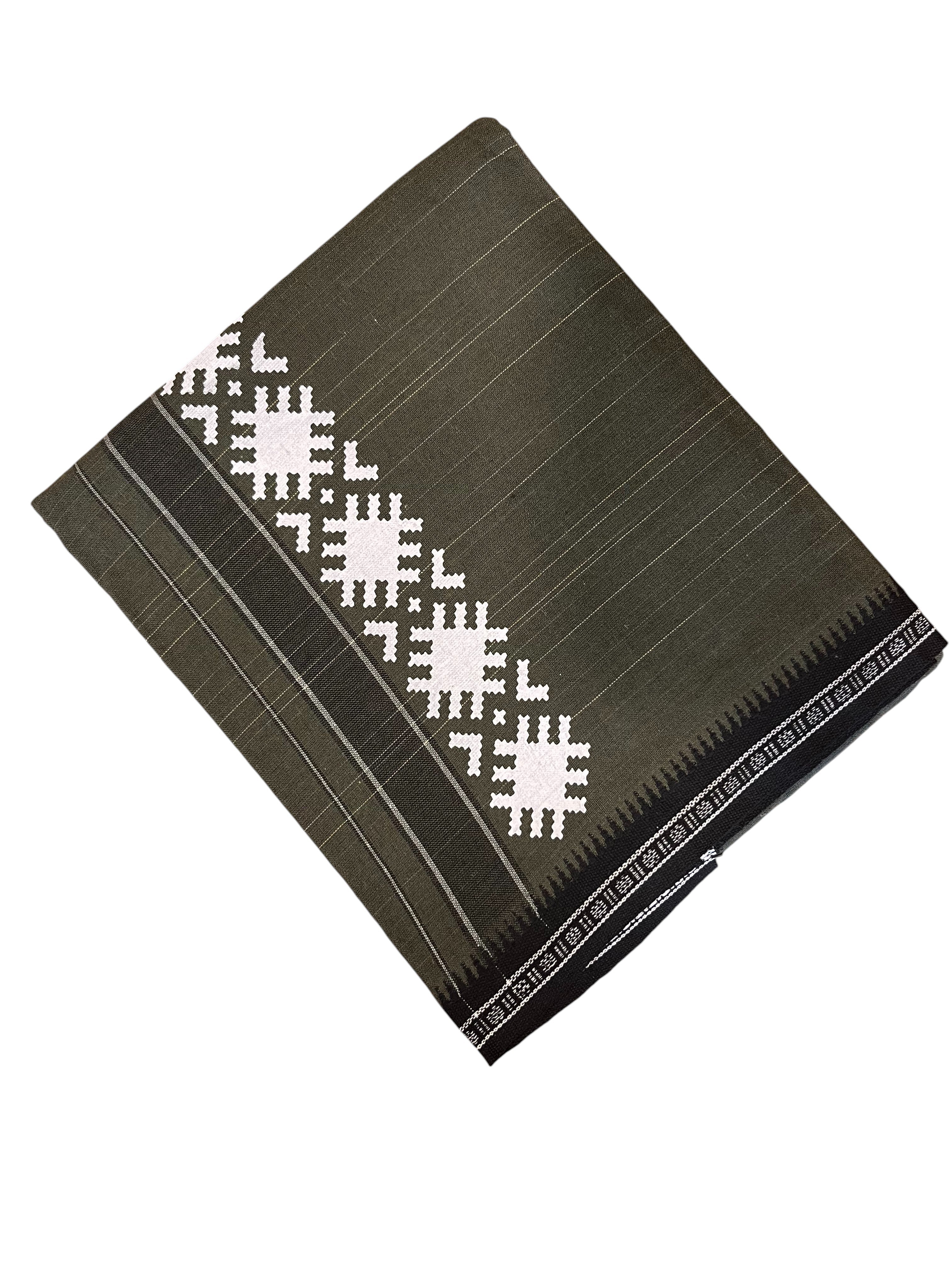 Southloom Green Printed Single Mundu Lungi Style 1