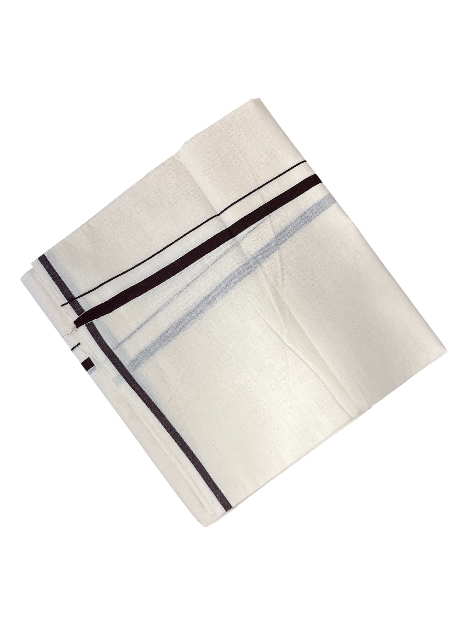Southloom Kerala Pure Cotton Double Mundu with Brown Puliyilakara