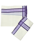 Southloom Pure Cotton Kerala Single Mulloth Set Mundu Lavender Border (2.50 Mtrs) SL243