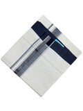 Southloom Kerala Pure Cotton Double Mundu with Silver Lines and Blue Grey Border