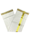 Southloom Pure Cotton Kerala Saree with 2 inch Gold Kasavu Border