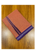 Southloom Saffron Kaavi Violet Printed Single Mundu Lungi