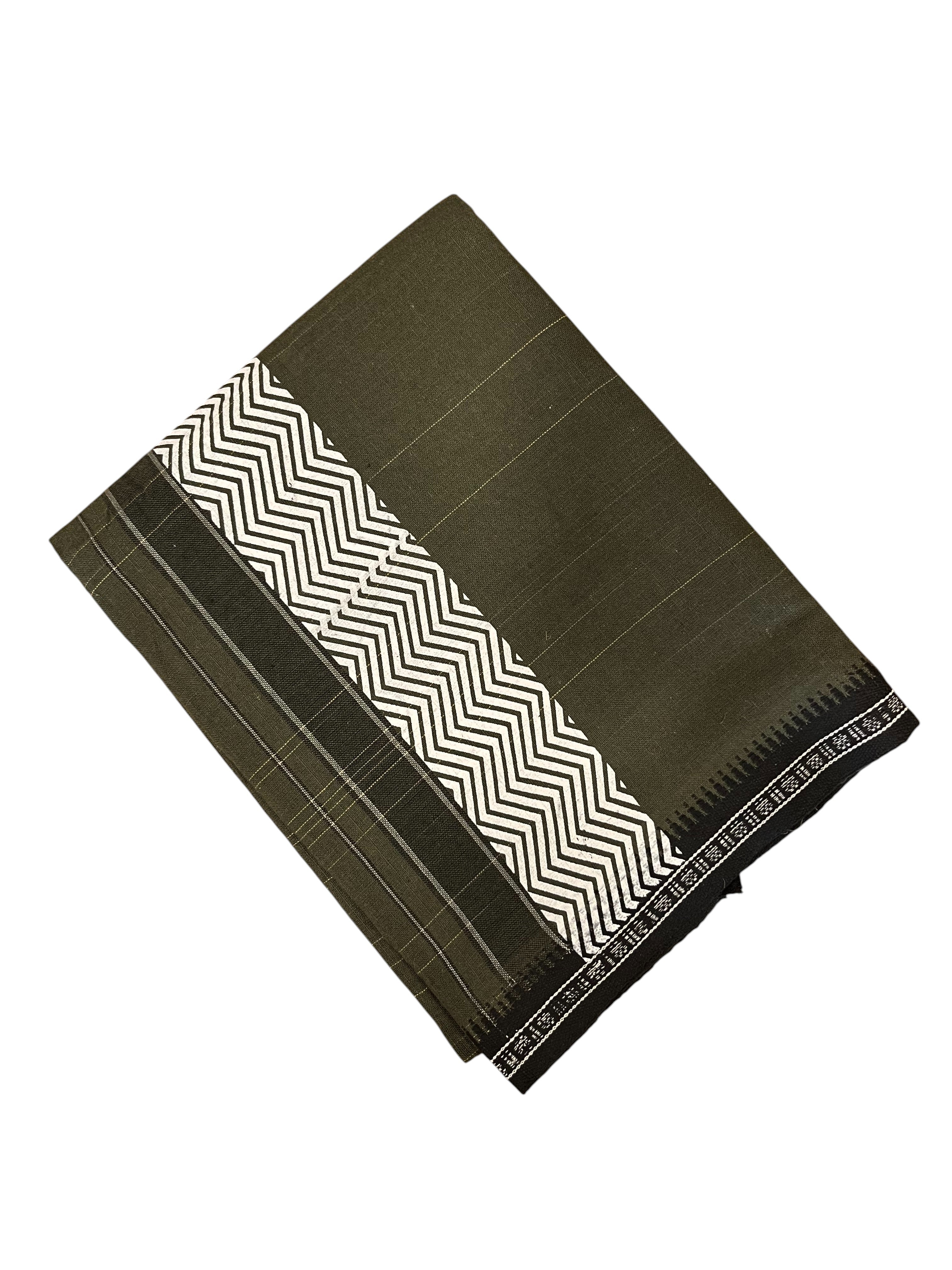 Southloom Green Printed Single Mundu Lungi Style 2