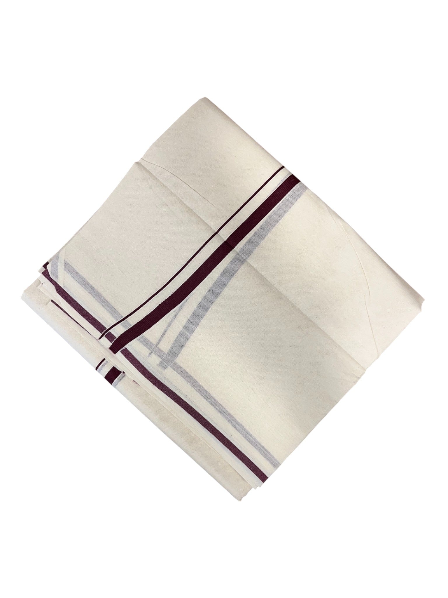 Southloom Kerala Pure Cotton Double Mundu with Purple Puliyilakara