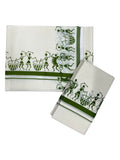 Southloom Pure Cotton Kerala Single Warly Print Set Mundu Olive Green Border (2.80 Mtrs) SL246