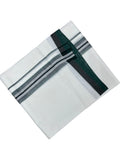 Southloom Premium Handloom Cotton Double Mundu with Green and Grey Border