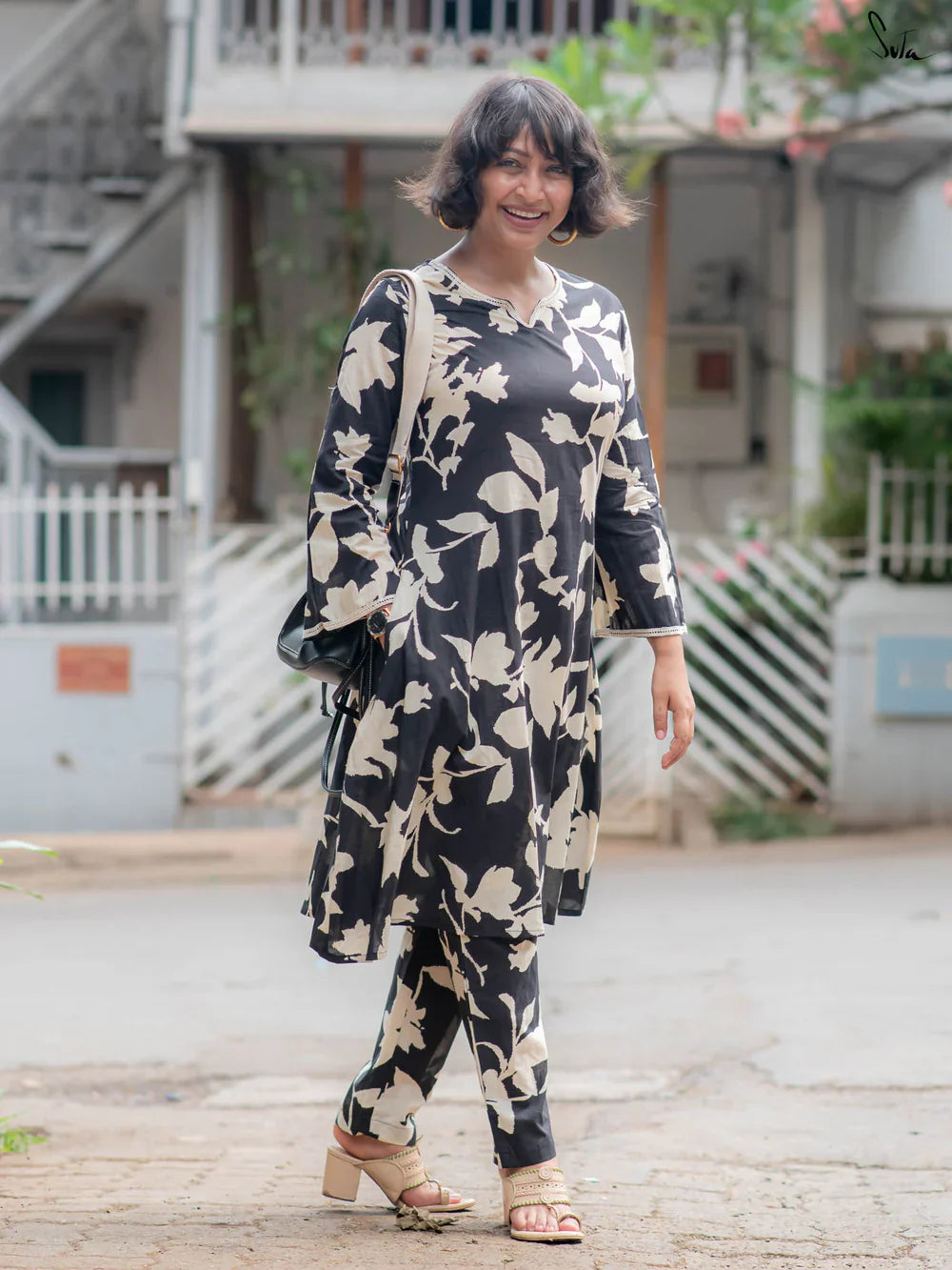 Suta Black Cotton Kurta Set