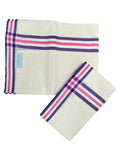 Southloom Pure Cotton Kerala Single Mulloth Set Mundu Violet And Pink Border (2.80 Mtrs) SL243