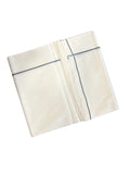 Southloom Premium Handloom Cotton Double Mundu with Black And Silver Line Border