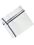 Southloom Premium Handloom Cotton Double Mundu with Silver and Blue Border