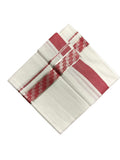 Southloom Kerala Pure White Cotton Double Mundu with Silver Lines and Pink Border