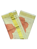 Southloom Tissue Kerala Kasavu Saree with Floral Digital Printed Style 2