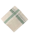 Southloom Kerala Pure Cotton Double Mundu with Silver Lines and Green Border