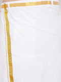 Men's Navy Blue Rayon Cotton Kurta And Mundu Set