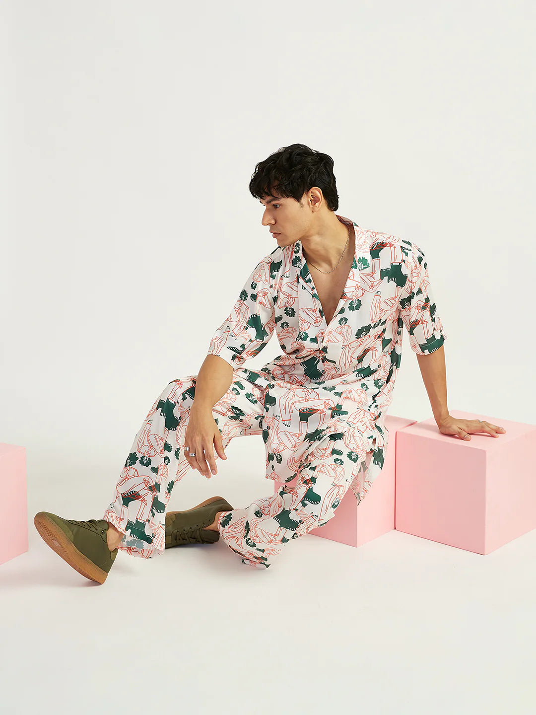 Men's White Satin Kurta And Pyjama Set