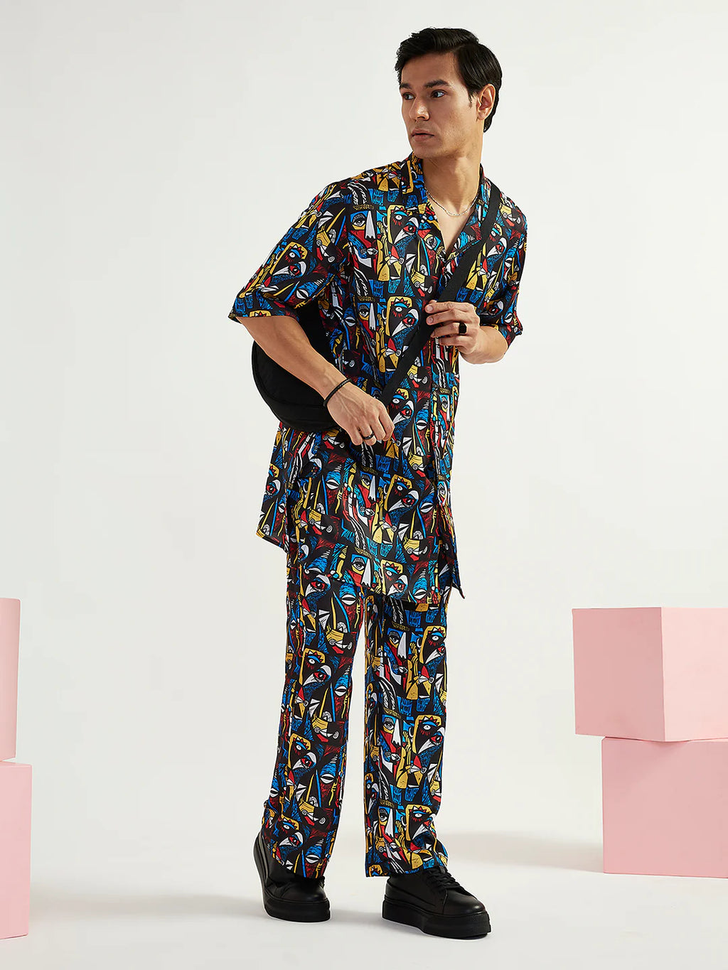 Men's Black Satin Kurta And Pyjama Set