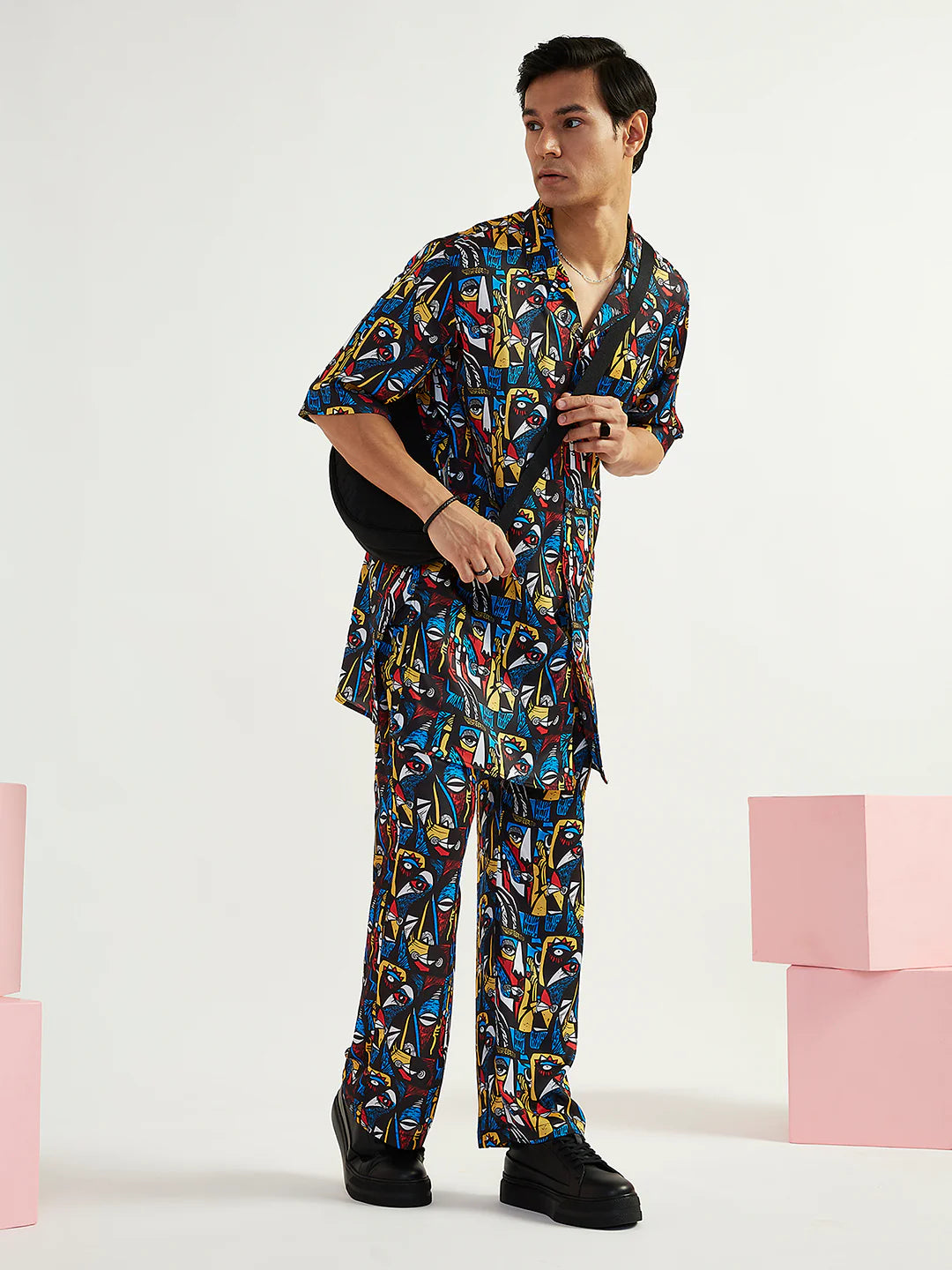 Men's Black Satin Kurta And Pyjama Set