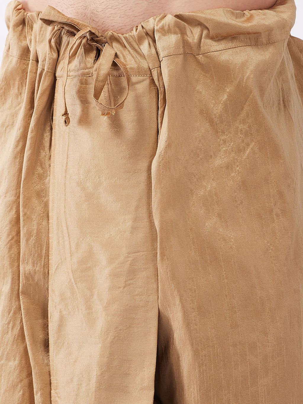 Men's Rose Gold Solid Silk Blend Kurta And Dhoti