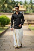 Southloom Kerala Pure Cotton Double Mundu with Gold Kasavu Border