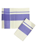 Southloom Pure Cotton Kerala Single Mulloth Set Mundu Lavender Border (2.80 Mtrs) SL243
