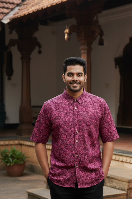 Cotton Printed Half Sleeve Shirt Red SL234