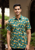 Cotton Printed Half Sleeve Shirt Blue SL234