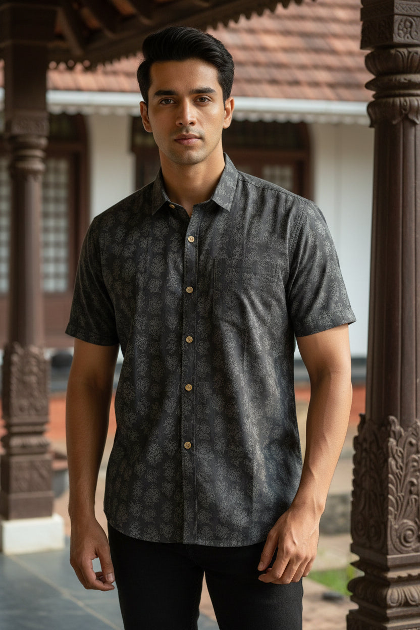 Cotton Printed Half Sleeve Shirt Green SL234
