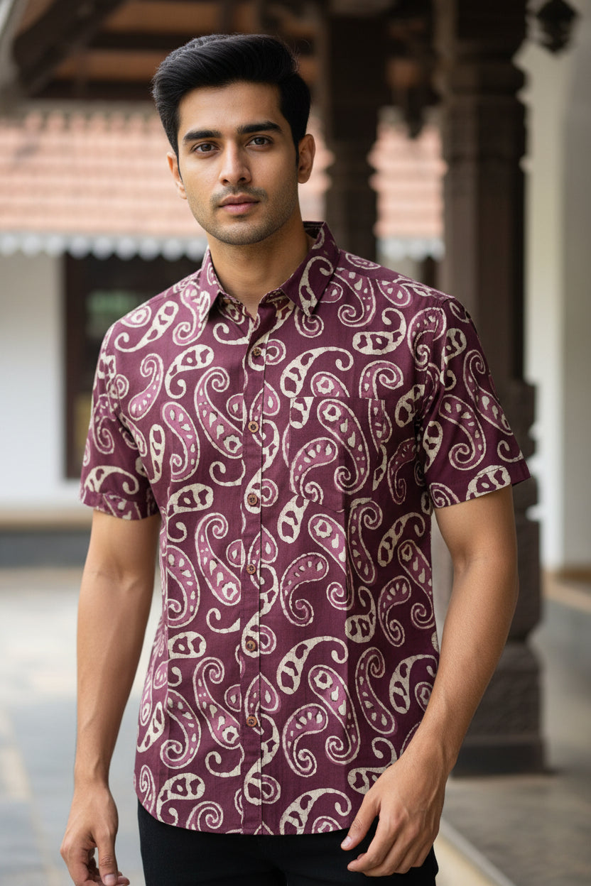 Cotton Printed Half Sleeve Shirt Yellow SL234