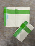 Southloom Pure Cotton Kerala Single Mulloth Set Mundu Green Border (2.80 mtrs) SL270